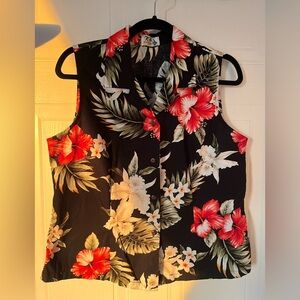 KY’S Vintage Hawaiian sleeveless button down shirt